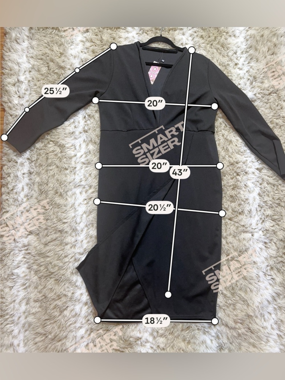 Boohoo Plus Black Plunge Midi Dress with Long Sleeves - Picture 2 of 5